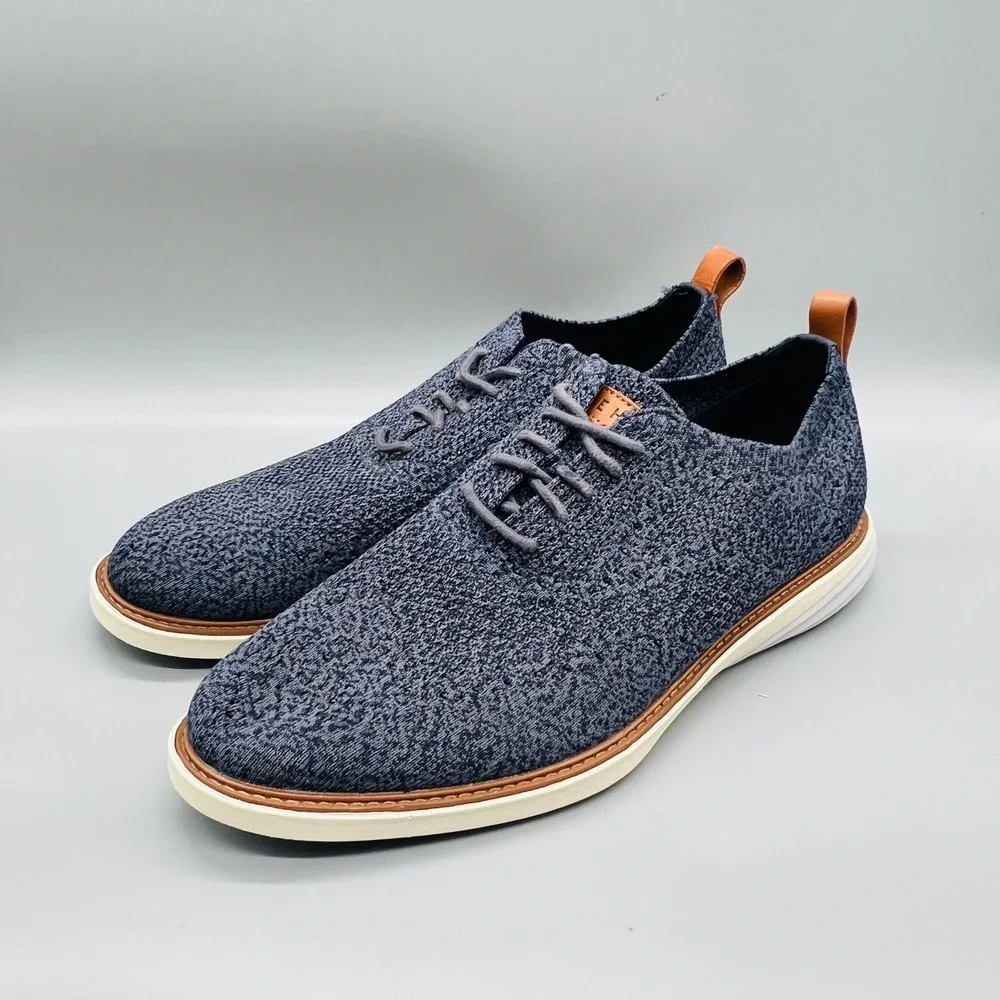 Cole Haan Shoes Men 11 Blue Knit Grand OS Stitchlite Casual Sneaker Dress Oxford